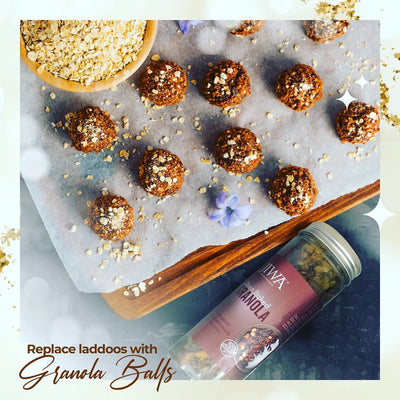 buy granola online-jiwa is creating a ladoos with granola balls