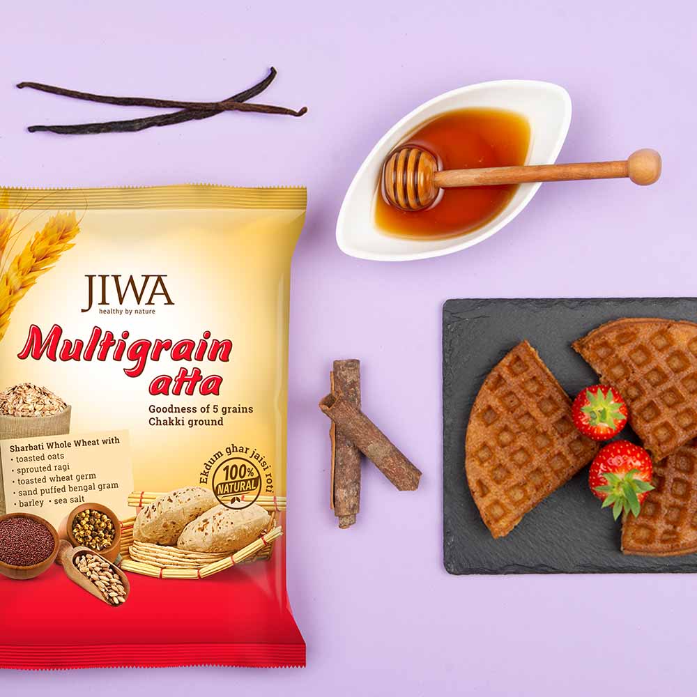 jiwa multigrain atta product with multigrain waffles recipe