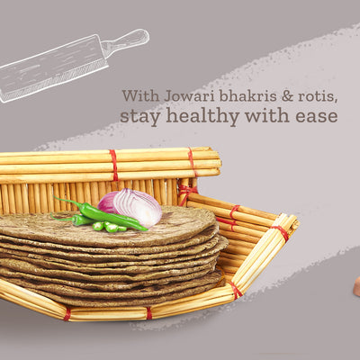 organic jowari atta-jiwa organic roti with fresh vegetables