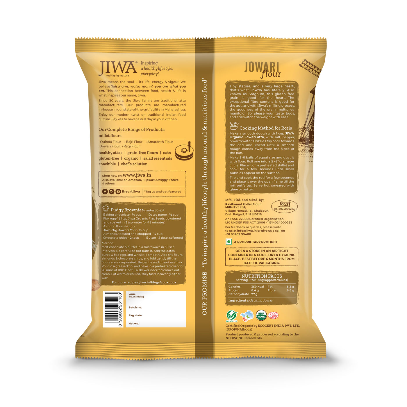 organic jowari atta-jiwa nutrition chart