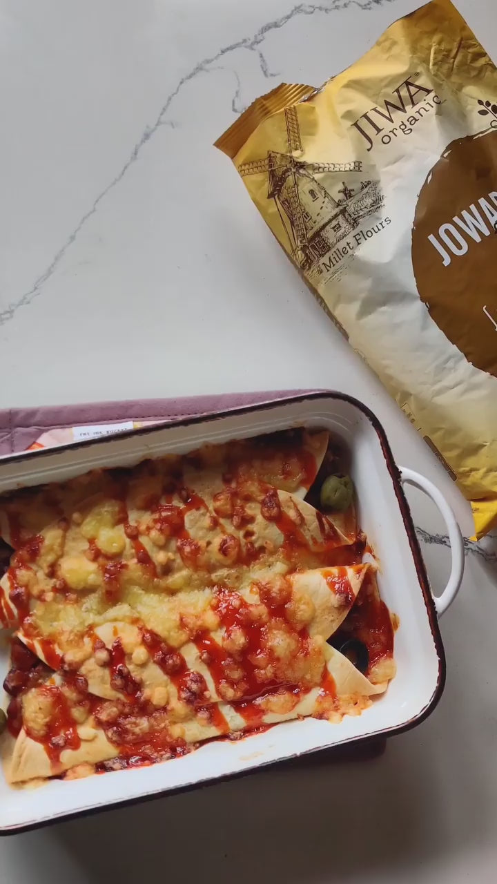 how to make baked jowari enchiladas by jiwa organic jowari atta